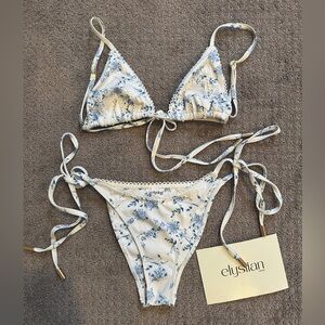 Elysiian Florence Bikini Top and Bottom Blue Floral